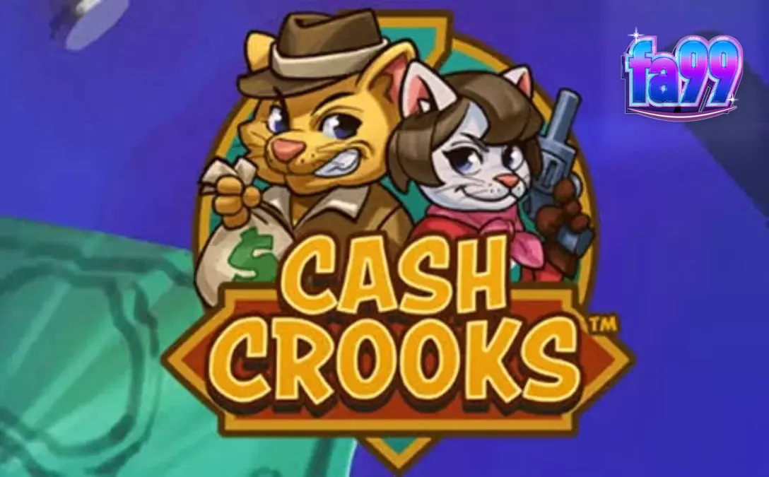Tampilan visual slot Cash Crooks dengan tema noir kartun